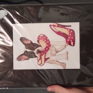 Frenchie, French bull dog picture, artwork, black and white